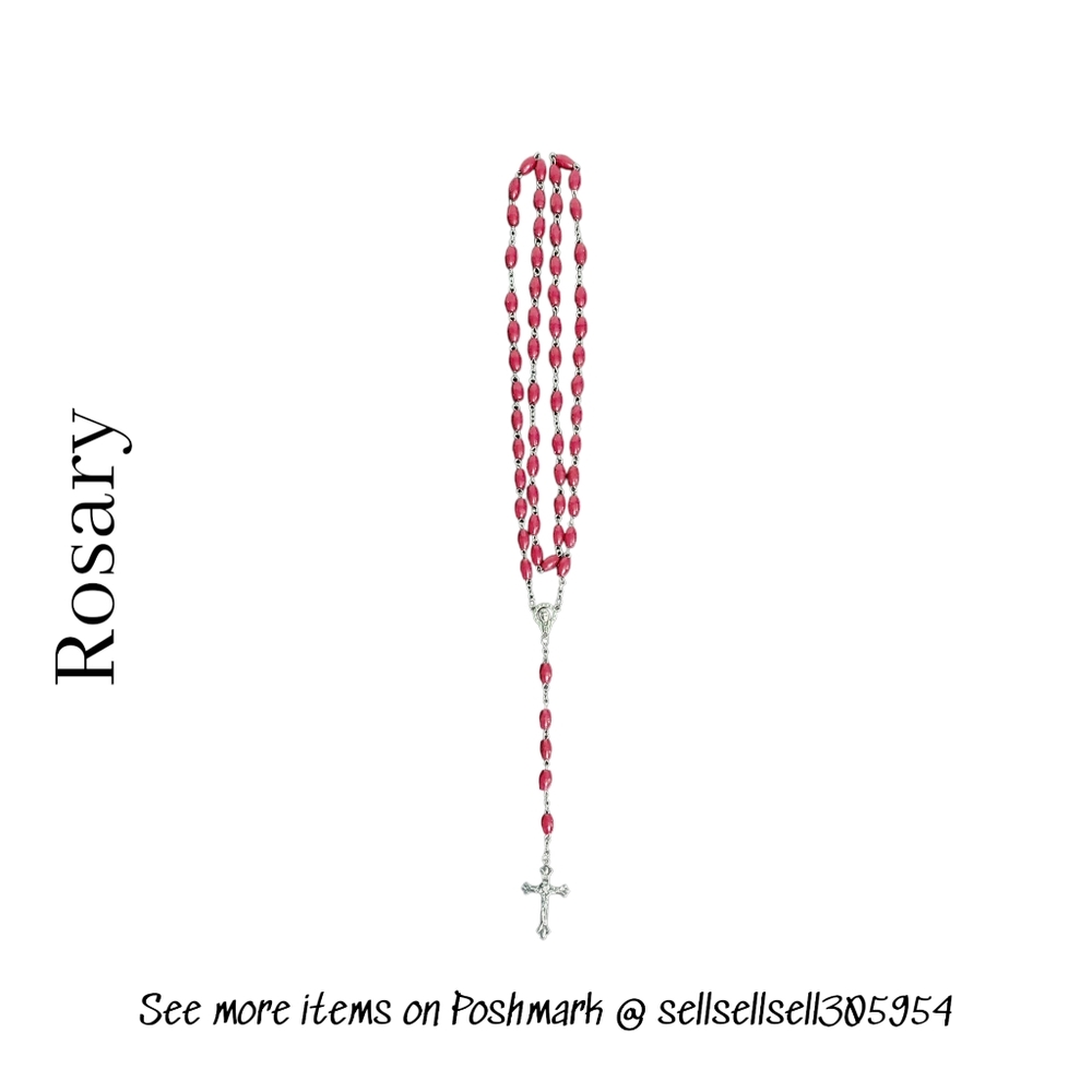 📿🔥 Rosary - Vintage Red Rosary Beads with Cross in Original Case